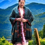 Kullu Handloom Pure Wool Shawl Green Color Weaver's Pride Himachal Shawl