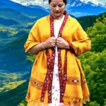 Kullu Handloom Pure Wool Shawl Yellow Color Weaver's Pride Himachal Shawl