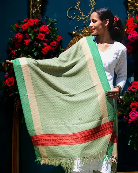Luxury Loom-Woven Stole – Authentic Weaver Craftsmanship Pure Wool Handwoven