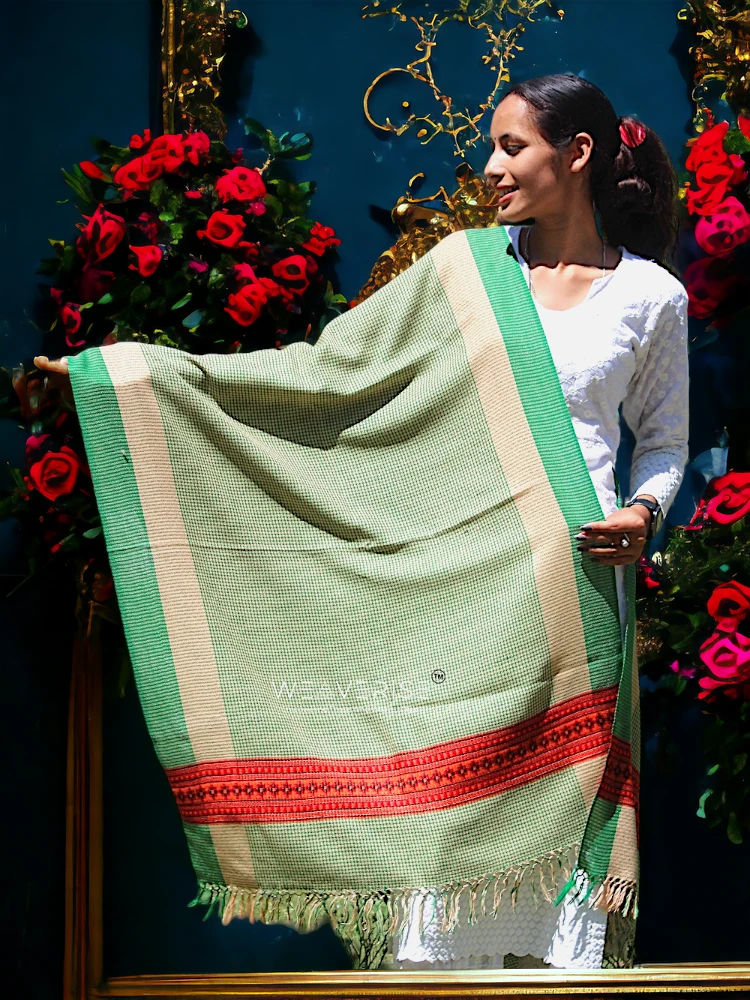 Luxury Loom-Woven Stole – Authentic Weaver Craftsmanship Pure Wool Handwoven