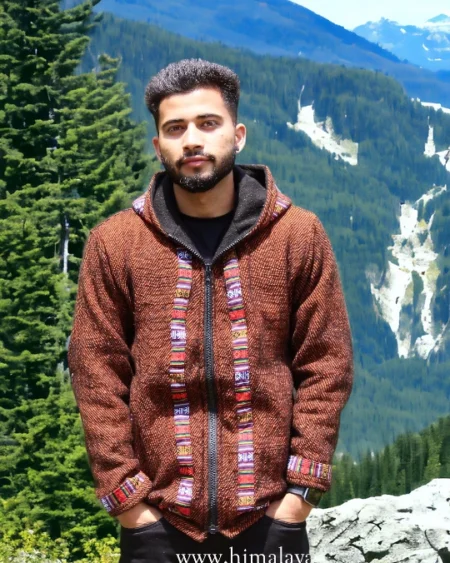 Snowy Slopes Zip: Stylish Winter Hoodie for Fashionista - Brown