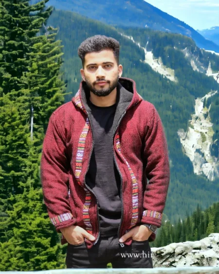 Snowy Slopes Zip: Stylish Winter Hoodie for Fashionista - Brown From Kullu by Himachalbox