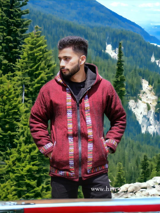 Snowy Slopes Zip: Stylish Winter Hoodie for Fashionista - Brown From Kullu by Himachalbox Online Buy