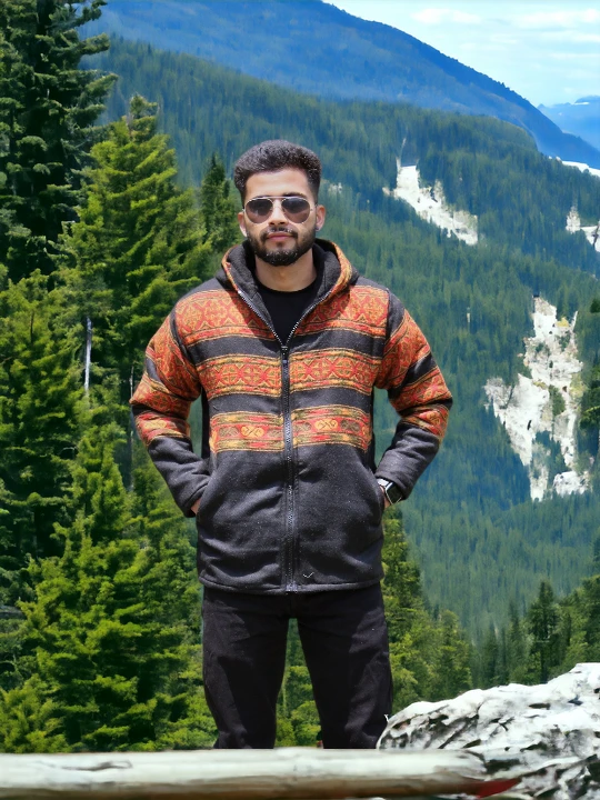 Hippy Haven: Comfy Zipper Hoodie Infused with Himalayan Vibes Black Multi Himachal Box