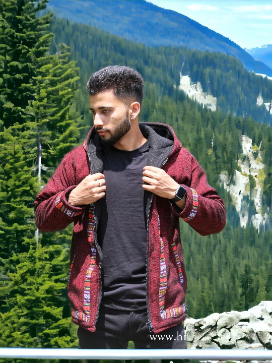 Snowy Slopes Zip: Stylish Winter Hoodie for Fashionista - Brown From Kullu