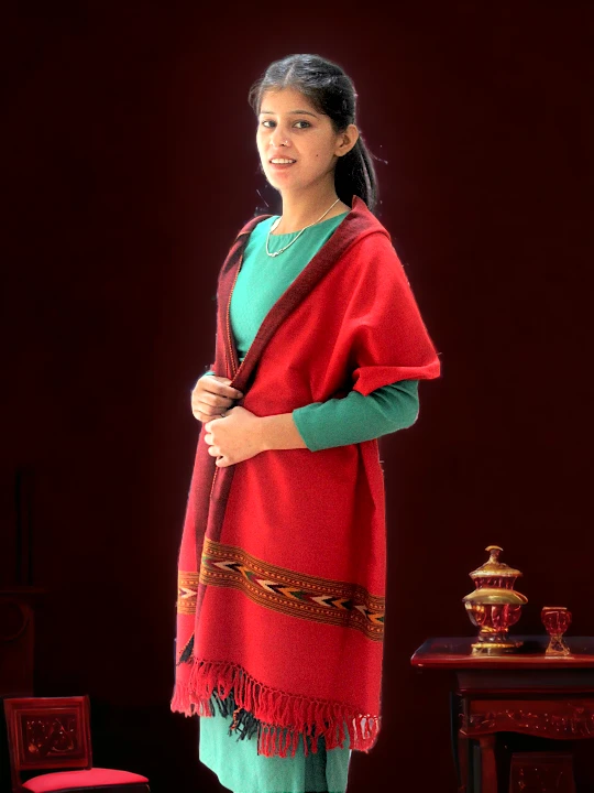 Premium Wool Blend Stole - Lightweight Scarf Stole for Women in Red Himachal Box