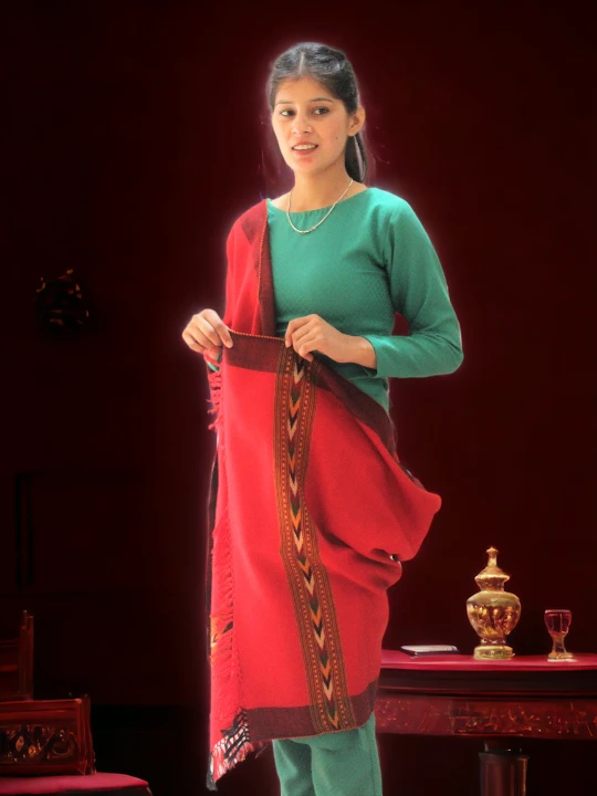 Premium Wool Blend Stole - Lightweight Scarf Stole for Women in Red Himachal Box