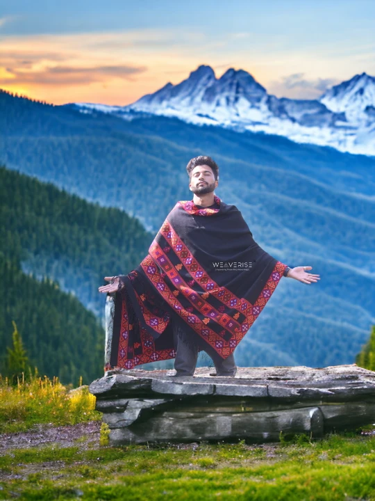 Handloom Woven Himalayan Pure Wool Men's Shawl, Blanket, Lohi, Chadar, Meditation Shawl