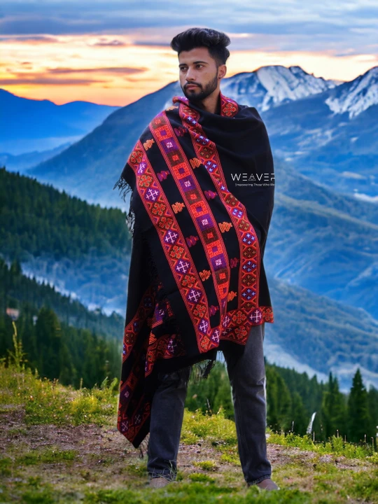 Handloom Woven Himalayan Pure Wool Men's Shawl, Blanket, Lohi, Chadar, Meditation Shawl