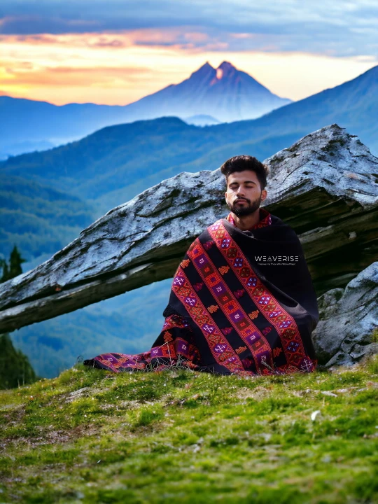 Handloom Woven Himalayan Pure Wool Men's Shawl, Blanket, Lohi, Chadar, Meditation Shawl