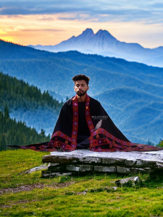 Handloom Woven Himalayan Pure Wool Men's Shawl, Blanket, Lohi, Chadar, Meditation Shawl