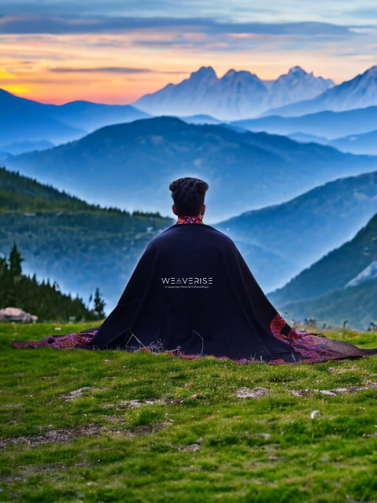 Handloom Woven Himalayan Pure Wool Men's Shawl, Blanket, Lohi, Chadar, Meditation Shawl