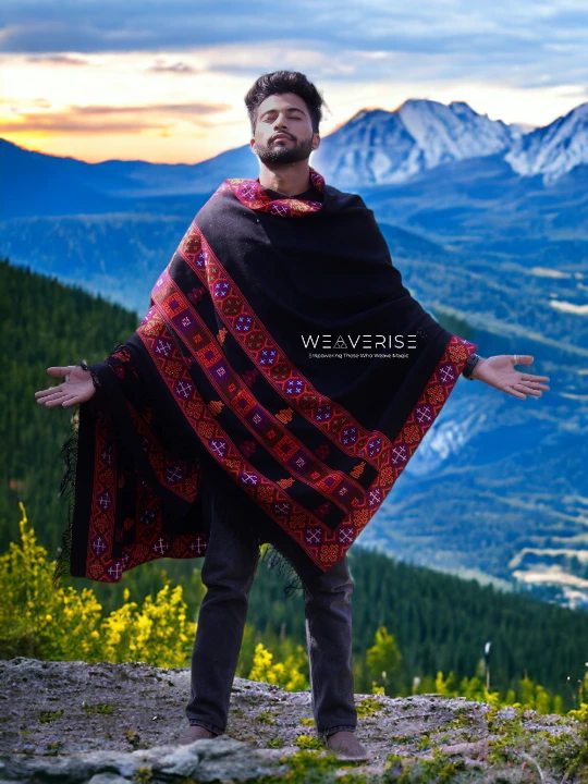 Handloom Woven Himalayan Pure Wool Men's Shawl, Blanket, Lohi, Chadar, Meditation Shawl
