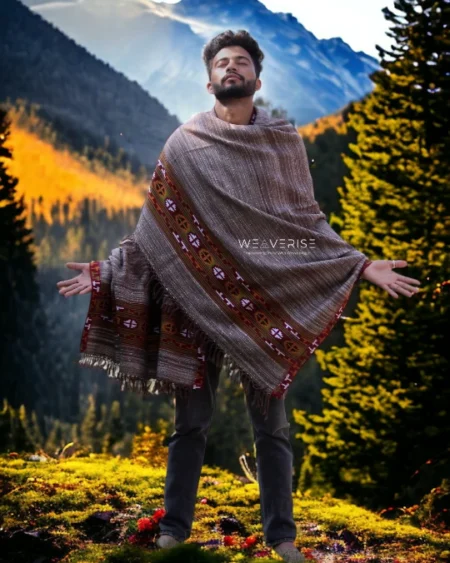 Handloom Woven Men's Wool Blanket - Himalayan Meditation Shawl