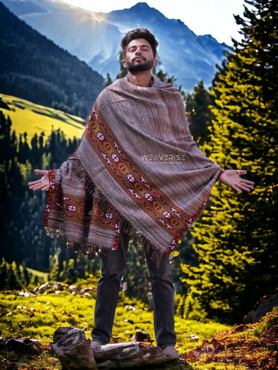 Handloom Woven Men's Wool Blanket - Himalayan Meditation Shawl