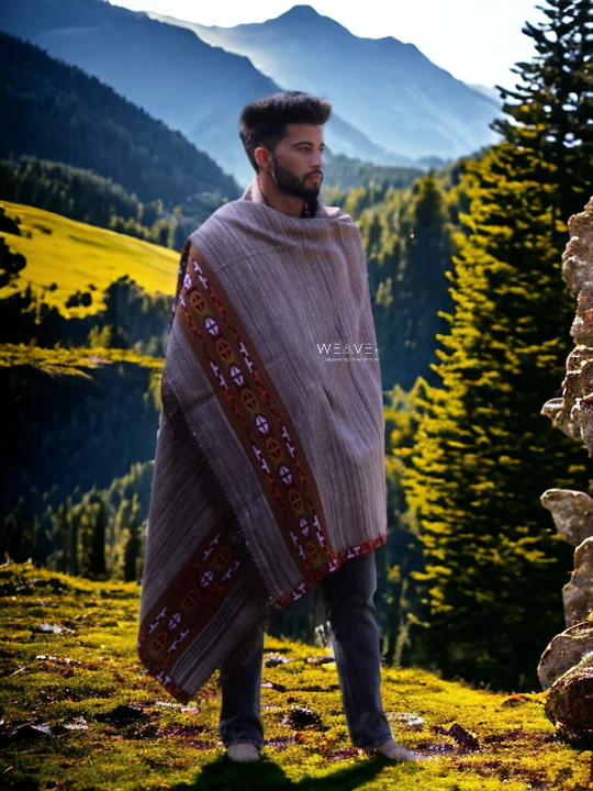 Handloom Woven Men's Wool Blanket - Himalayan Meditation Shawl