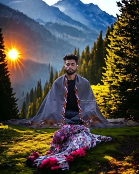 Himalayan Handloom Men's Chadar - Pure Wool Meditation Blanket