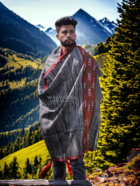 Authentic Himalayan Men's Shawl - Handwoven Pure Wool Comfort