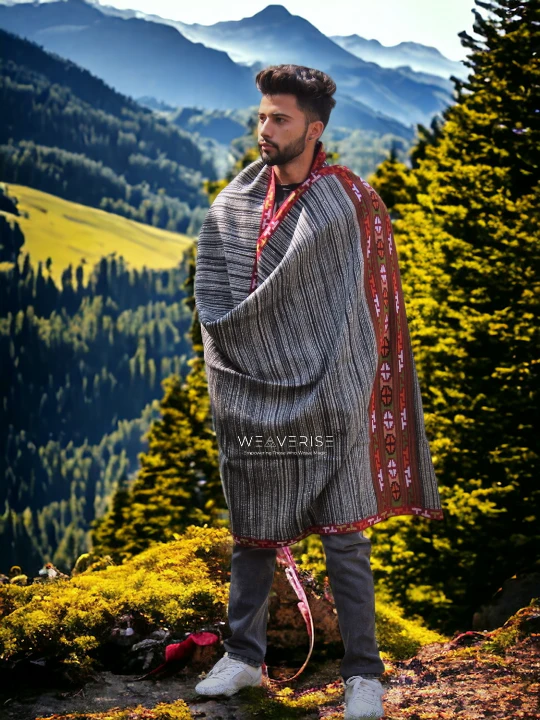 Authentic Himalayan Men's Shawl - Handwoven Pure Wool Comfort