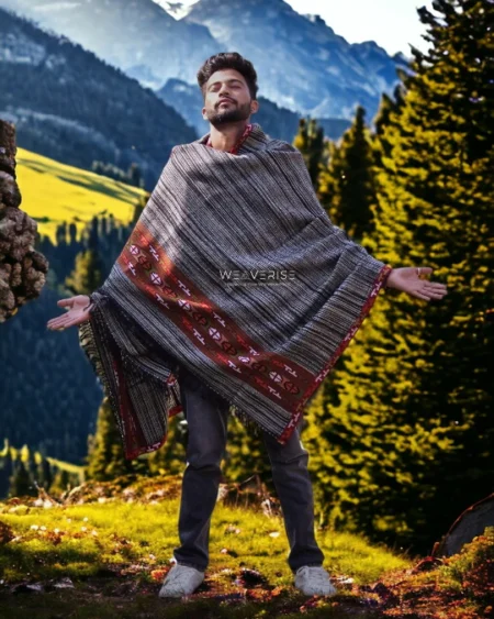 Authentic Himalayan Men's Shawl - Handwoven Pure Wool Comfort
