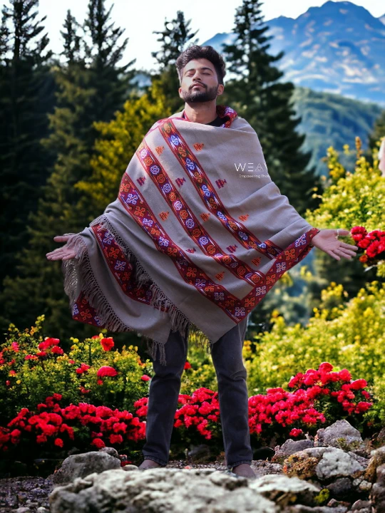 Himalayan Weaver's Handloom Lohi - Pure Wool Men's Blanket Shawl