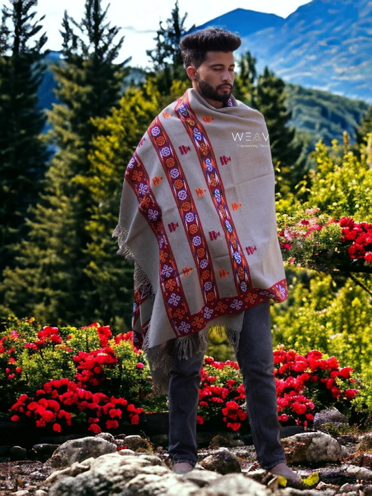 Himalayan Weaver's Handloom Lohi - Pure Wool Men's Blanket Shawl