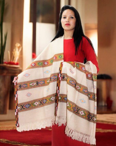 Authentic Kullu Handloom Wool Shawl - G.I. Patented Design himachal Box
