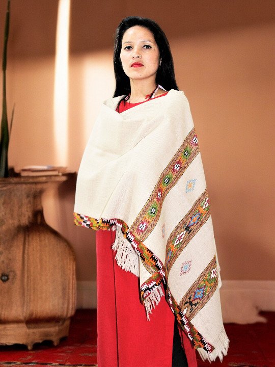 Authentic Kullu Handloom Wool Shawl - G.I. Patented Design himachal Box