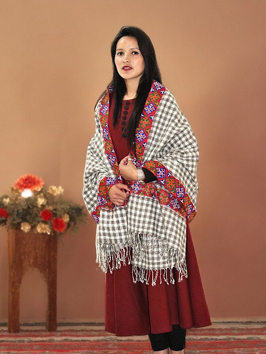 Authentic Himalayan Loom-Woven Pure Wool Shawl - Cozy Stole for Women Himachalbox