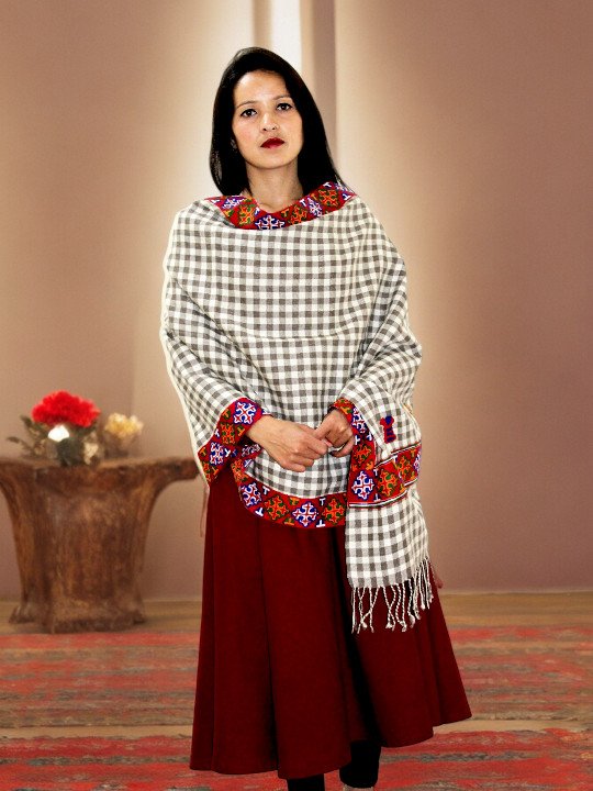 Authentic Himalayan Loom-Woven Pure Wool Shawl - Cozy Stole for Women Himachalbox.in