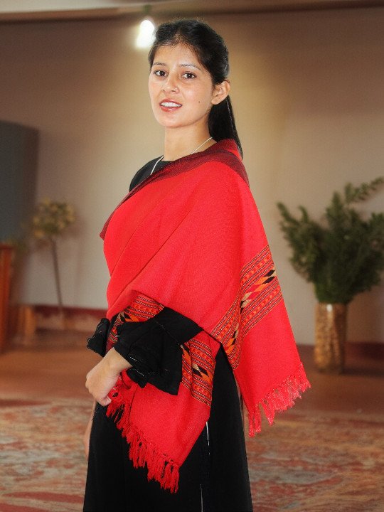 Pure Woolen Scarf by Kullu Weavers - Traditional and Warm for Girls