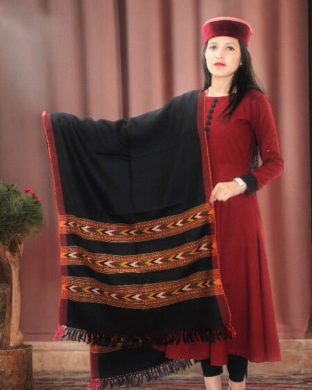 Authentic G.I. Patented Kullu Design Wool Stole by Himalayan Weavers - Handloom Crafted Himachal Box