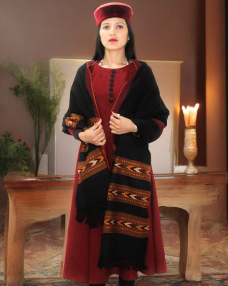 Authentic G.I. Patented Kullu Design Wool Stole by Himalayan Weavers - Handloom Crafted