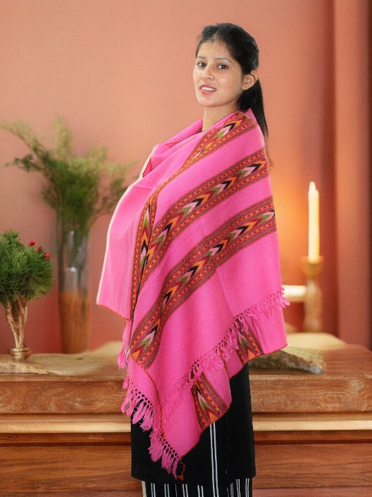 Himalayan Weavers' Handloom Wool Stole - G.I. Patented Kullu Design for Women Himachal Box
