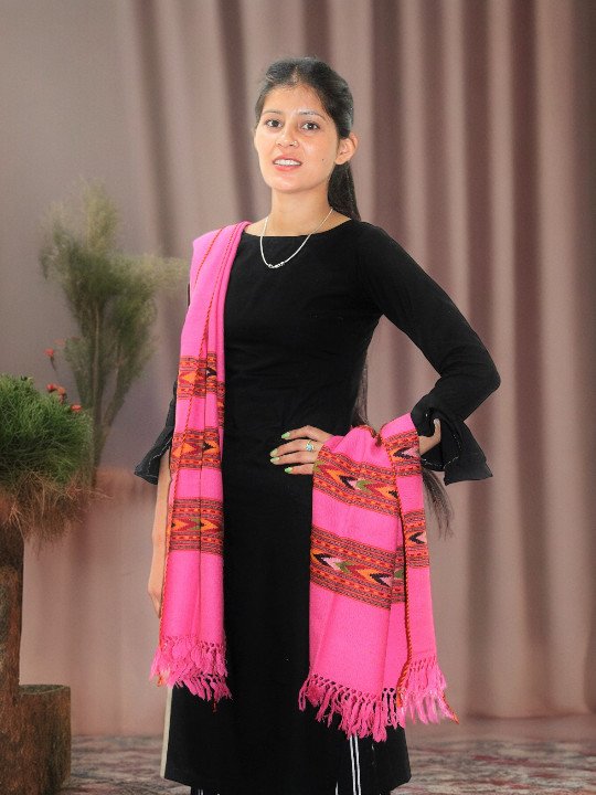 Himalayan Weavers' Handloom Wool Stole - G.I. Patented Kullu Design for Women Himachal Box