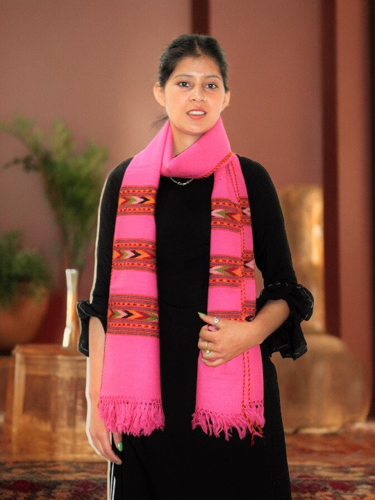 Himalayan Weavers' Handloom Wool Stole - G.I. Patented Kullu Design for Women Himachal Box