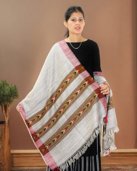 Timeless Pure Wool Wrap - Elegant Shawl for Women in Ivory White Himachal Box