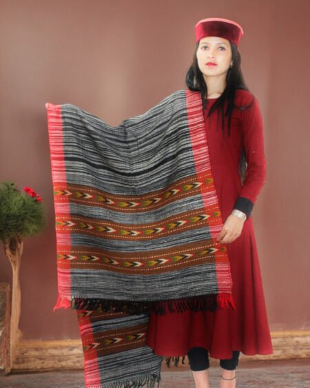 Warm Wool Blend Scarf for Girls - Cozy Winter Stole Scarf in Rich Ms Black at Himachal Box