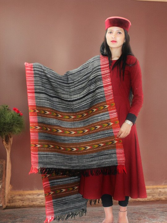 Warm Wool Blend Scarf for Girls - Cozy Winter Stole Scarf in Rich Ms Black at Himachal Box