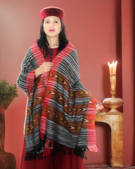 Warm Wool Blend Scarf for Girls - Cozy Winter Stole Scarf in Rich Ms Black at Himachal Box