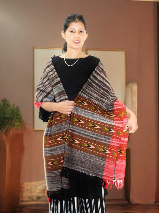 Warm Wool Blend Scarf for Girls - Cozy Winter Stole Scarf in Rich Ms Black at Himachal Box