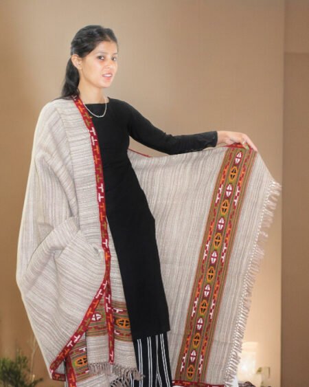 Designer Handloom Woven Pure Wool Shawl for Women Himachal Box