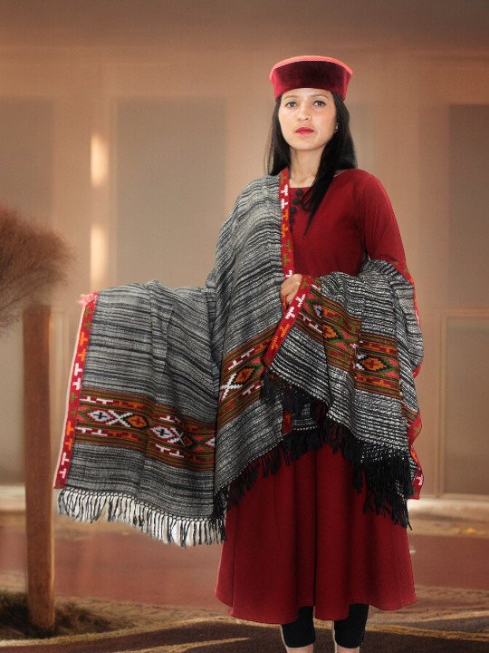 Elegant Handloom Woven Pure Wool Shawl for Women and Girls Himachal Box