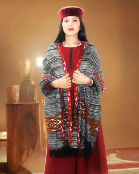 Elegant Handloom Woven Pure Wool Shawl for Women and Girls