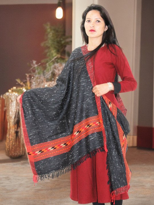 Himalayan Handwoven Woolen Stole - Classic Design for Women's Wardrobe Himachal Box
