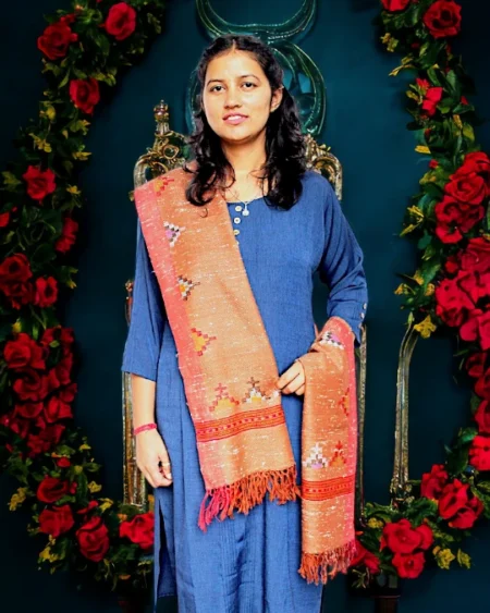Timeless Tradition: Pure Wool Kullu Design Stole Himachalbox.in