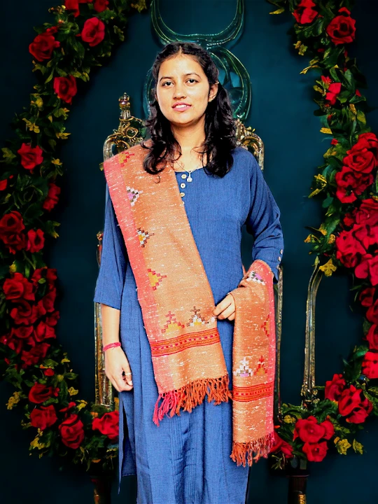 Timeless Tradition: Pure Wool Kullu Design Stole Himachalbox.in