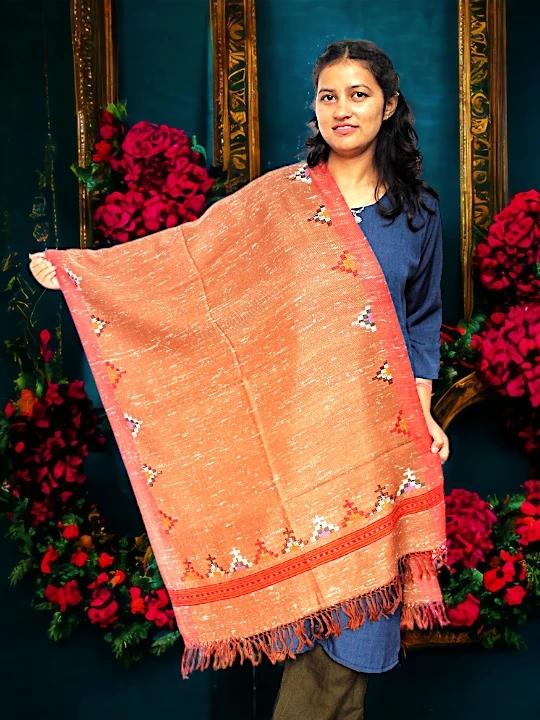 Timeless Tradition: Pure Wool Kullu Design Stole Himachalbox.in Online