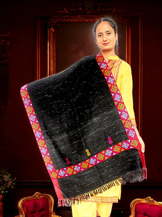 Himalayan Handwoven Pure Wool Stole - Elegant Winter Wrap for Women Himachal Box