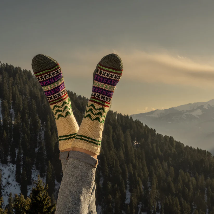 Kullu Hand Knitted Pure Wool Merino Wool Socks
